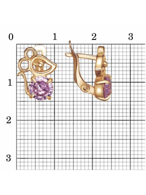 Серьги бижутерия, покрытие - золочение, вставка - фианит (недрагоценный камень)