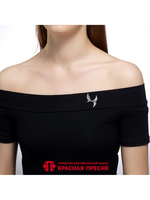 Брошь серебро 925 пробы, покрытие - оксидирование, без вставок