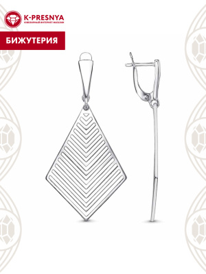 Серьги бижутерия, покрытие - платинирование, без вставок