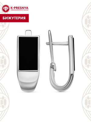 Серьги бижутерия, покрытие - платинирование, вставка - искусственный агат