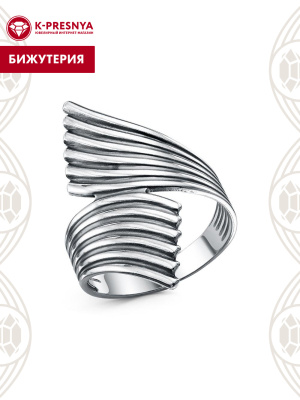 Кольцо бижутерия, покрытие - серебрение с оксидированием, без вставок