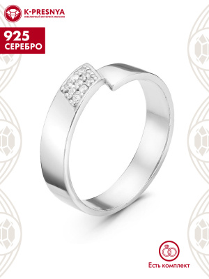 Кольцо серебро 925 пробы, покрытие - родирование, вставка - фианит (недрагоценный камень)