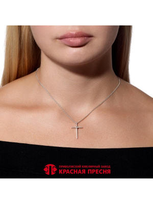 Подвеска бижутерия, покрытие - платинирование, вставка - фианит (недрагоценный камень)