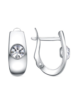 Серьги бижутерия, покрытие - платинирование, вставка - стекло ювелирное preciosa