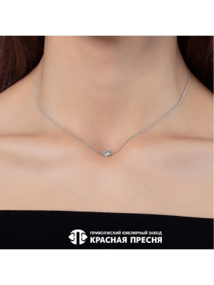 Чокер серебро 925 пробы, покрытие - родирование, вставка - фианит (недрагоценный камень)