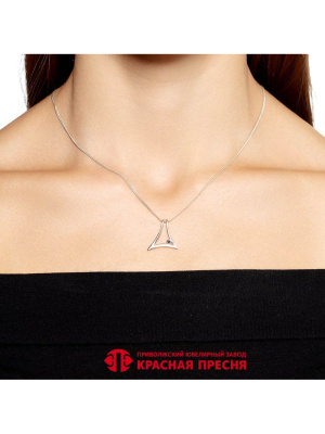 Подвеска серебро 925 пробы, покрытие - платинирование, вставка - фианит (недрагоценный камень)
