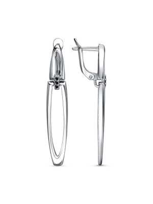 Серьги серебро 925 пробы, покрытие - платинирование, вставка - фианит (недрагоценный камень)