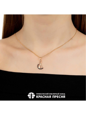 Подвеска серебро 925 пробы, покрытие - золочение, выборочное родирование, вставка - фианит (недрагоценный камень)