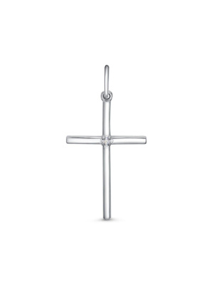 Подвеска серебро 925 пробы, покрытие - родирование, вставка - фианит (недрагоценный камень)