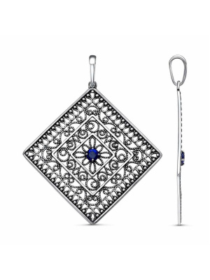 Подвеска серебро 925 пробы, покрытие - оксидирование, вставка - искусственная шпинель