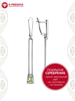 Серьги бижутерия, покрытие - серебрение с оксидированием, вставка - фианит (недрагоценный камень)