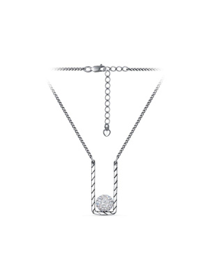 Колье бижутерия, покрытие - серебрение с оксидированием, вставка - стекло ювелирное