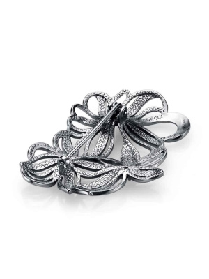 Брошь серебро 925 пробы, покрытие - оксидирование, вставка - фианит (недрагоценный камень)