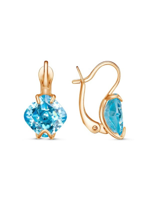 Серьги бижутерия, покрытие - золочение, вставка - фианит (недрагоценный камень)