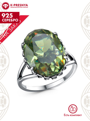 Кольцо серебро 925 пробы, покрытие - оксидирование, вставка - фианит собственной огранки (недрагоценный камень)