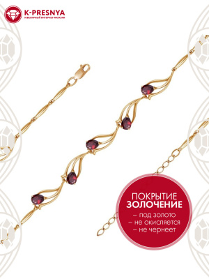 Браслет бижутерия, покрытие - золочение, вставка - фианит (недрагоценный камень)