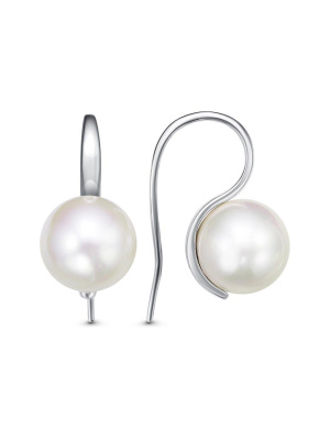 Серьги бижутерия, покрытие - серебрение с оксидированием, вставка - имитация жемчуга