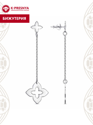 Серьги бижутерия, покрытие - платинирование, без вставок