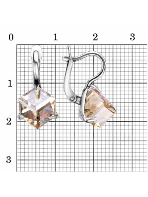 Серьги серебро 925 пробы, покрытие - оксидирование, вставка - ювелирное стекло европейской огранки