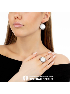 Серьги серебро 925 пробы, покрытие - оксидирование, вставка - перламутр