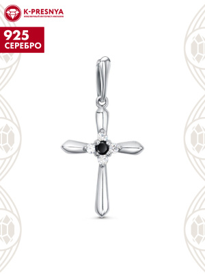 Подвеска серебро 925 пробы, покрытие - родирование, вставка - фианит (недрагоценный камень)