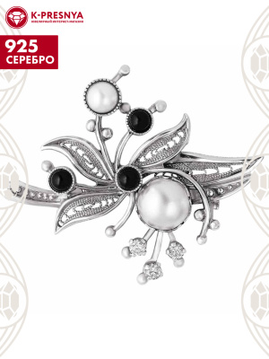 Брошь серебро 925 пробы, покрытие - оксидирование