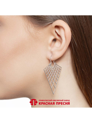 Серьги серебро 925 пробы, покрытие - платинирование, без вставок