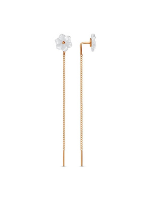 Серьги серебро 925 пробы, покрытие - золочение, вставка - перламутр