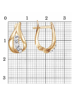 Серьги бижутерия, покрытие - золочение, выборочное родирование, вставка - стекло ювелирное preciosa