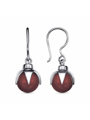 Серьги бижутерия, покрытие - серебрение с оксидированием, вставка - имитация жемчуга