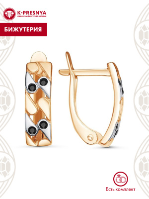 Серьги бижутерия, покрытие - золочение, выборочное родирование, вставка - стекло ювелирное preciosa