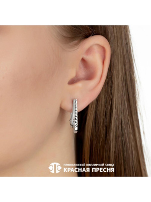 Серьги бижутерия, покрытие - платинирование, отделка - алмазная грань, без вставок
