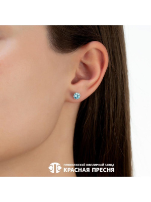 Серьги серебро 925 пробы, покрытие - родирование, вставка - фианит (недрагоценный камень)