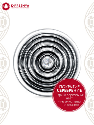 Брошь бижутерия, покрытие - серебрение с оксидированием, вставка - стекло ювелирное preciosa