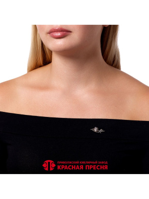 Брошь серебро 925 пробы, покрытие - оксидирование, вставка - перламутр