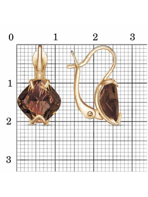 Серьги бижутерия, покрытие - золочение, вставка - искусственный султанит