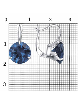 Серьги бижутерия, покрытие - платинирование, вставка - искусственная шпинель