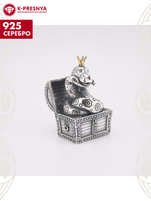 Сувенир серебро 925 пробы, покрытие - оксидирование, выборочное золочение, без вставок