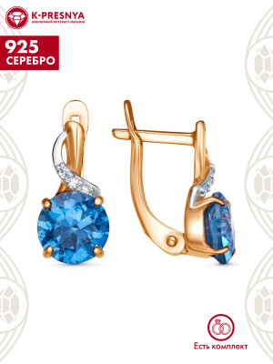 Серьги серебро 925 пробы, покрытие - золочение, выборочное родирование