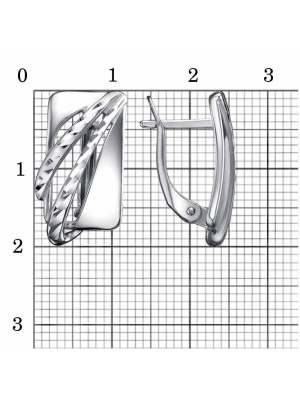 Серьги бижутерия, покрытие - серебрение с оксидированием, отделка - алмазная грань, без вставок