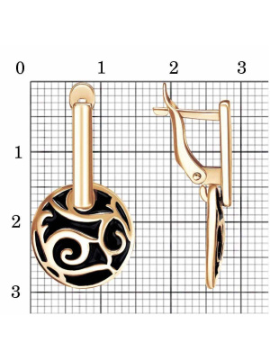 Серьги бижутерия, покрытие - золочение, отделка - эмаль, без вставок