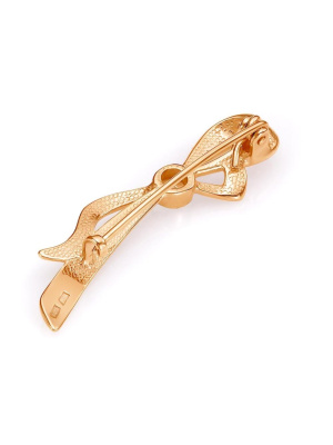 Брошь серебро 925 пробы, покрытие - золочение, отделка - алмазная грань, вставка - фианит (недрагоценный камень)