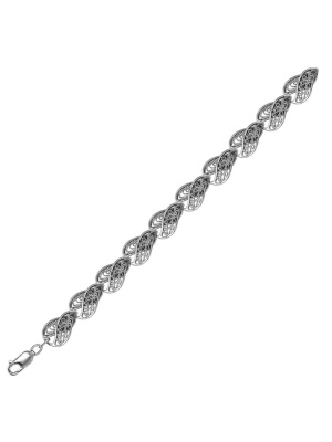 Браслет бижутерия, покрытие - серебрение с оксидированием, без вставок