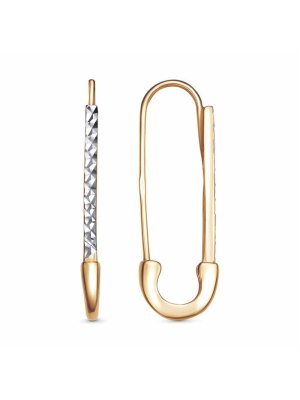 Серьги бижутерия, покрытие - золочение, отделка - алмазная грань, без вставок