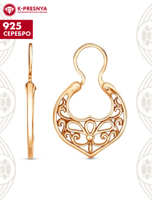 Серьги серебро 925 пробы, покрытие - золочение, без вставок