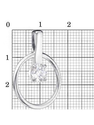 Подвеска серебро 925 пробы, покрытие - родирование, вставка - фианит (недрагоценный камень)