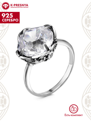 Кольцо серебро 925 пробы, покрытие - оксидирование, вставка - фианит собственной огранки (недрагоценный камень)