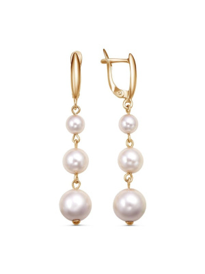 Серьги бижутерия, покрытие - золочение, вставка - имитация жемчуга