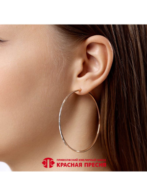 Серьги серебро 925 пробы, покрытие - золочение, отделка - алмазная грань, без вставок