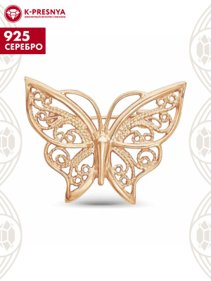 Брошь серебро 925 пробы, покрытие - золочение, без вставок